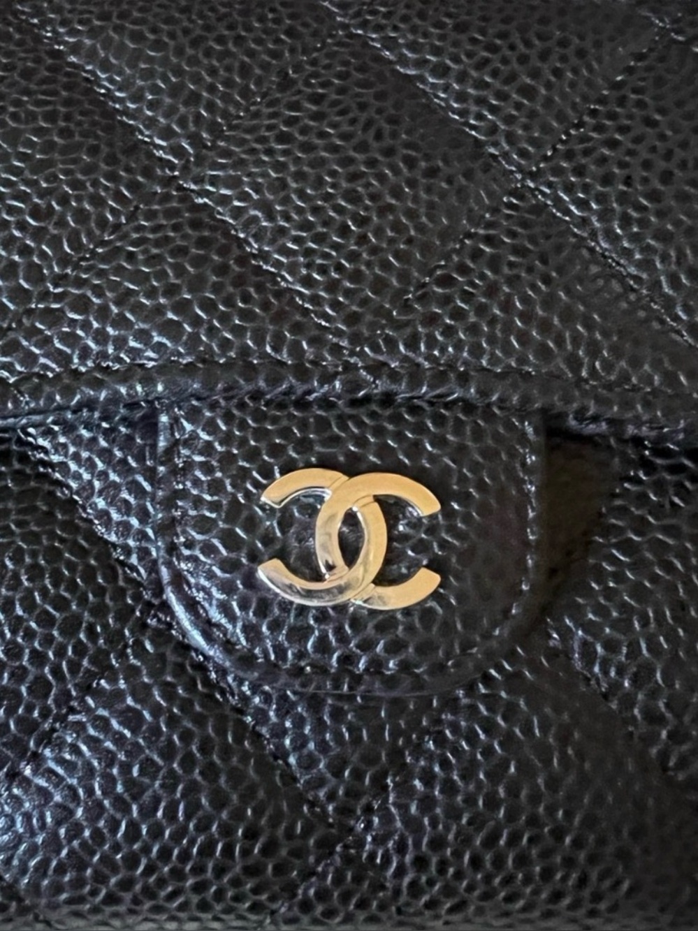 🎁AUTH. CHANEL CAVIAR CLASSIC FLAP  WALLET WITH CHAIN. - Picture 13 of 16